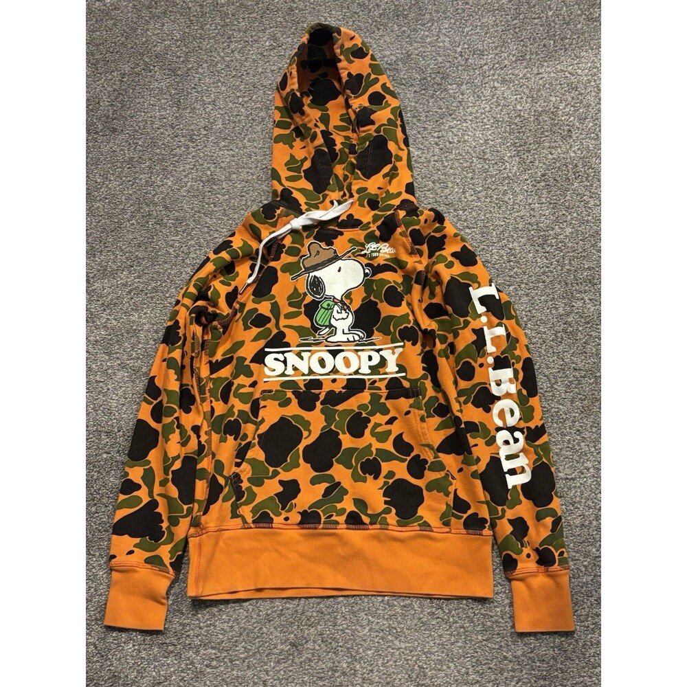 LL Bean Hoodie Mens S Orange Camo Todd Snyder x Peanuts Snoopy Limited Edition